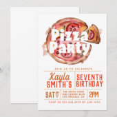 Pizza Party Birthday Invitation Kaart (Voorkant / Achterkant)