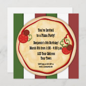 Pizza Party Birthday Invitation Kaart (Voorkant / Achterkant)