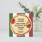 Pizza Party Birthday Invitation Kaart (Staand voorkant)