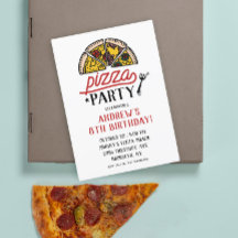 Pizza Party Birthday Invitation