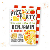 Pizza Party Birthday Invitation Kaart