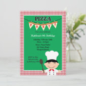 Pizza Party Birthday Invitation Kaart (Staand voorkant)