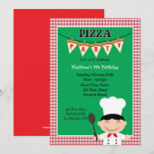 Pizza Party Birthday Invitation Kaart (Voorkant / Achterkant)