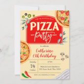 Pizza Party Birthday Invitation Kaart (Voorkant)