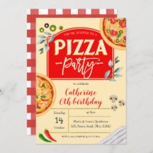 Pizza Party Birthday Invitation