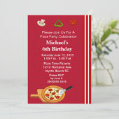 Pizza Party Birthday Invitation Kaart (Staand voorkant)