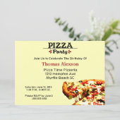 Pizza Party Birthday Invitation Kaart (Staand voorkant)