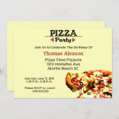 Pizza Party Birthday Invitation Kaart (Voorkant / Achterkant)