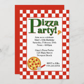 Pizza Party Birthday Invitation Kaart (Voorkant / Achterkant)