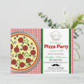 Pizza Party Birthday Invitation Kaart (Staand voorkant)