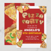 Pizza Party Birthday Invitation Kaart (Voorkant / Achterkant)