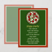 Pizza Party Birthday Invitation Uitnodiging Briefkaart (Voorkant / Achterkant)
