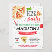 Pizza Party Birthday Invitations Boy Girl Kaart (Voorkant)