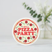 Pizza Party Birthday Invite Kaart (Staand voorkant)