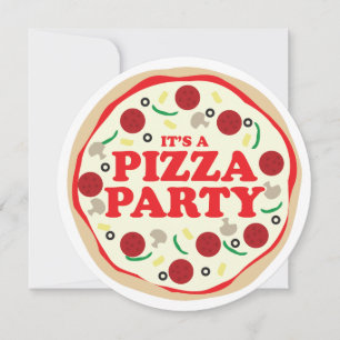 Pizza Party Birthday Invite Kaart