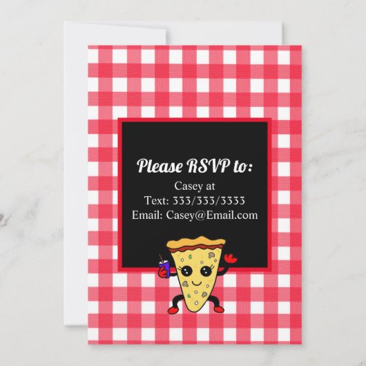 Pizza Party Birthday Kaart (Achterkant)