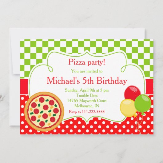 Pizza Party Birthday Kaart (Voorkant)