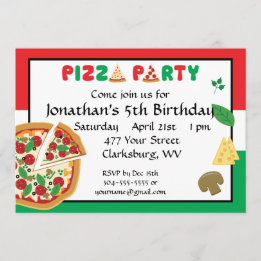 Pizza Party Birthday Kaart