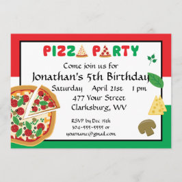 Pizza Party Birthday Kaart