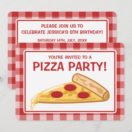 Pizza Party Birthday Kaart (Voorkant / Achterkant)