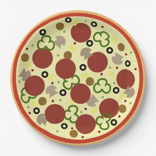 Pizza Party Birthday Papieren Bordje (Voorkant)