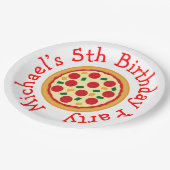 Pizza Party Birthday Papieren Bordje (Gekanteld)