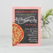 Pizza Party Birthday Party Invitation Kaart (Staand voorkant)