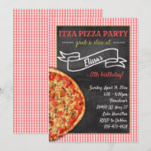 Pizza Party Birthday Party Invitation Kaart (Voorkant / Achterkant)