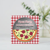 Pizza Party Birthday Party Invitation Kaart (Staand voorkant)
