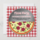 Pizza Party Birthday Party Invitation Kaart (Voorkant)