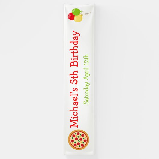 Pizza Party Birthday Spandoek (Verticaal)