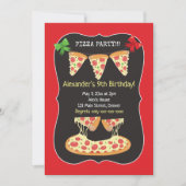 Pizza Party Birthday-uitnodiging Elke leeftijd Kaart (Voorkant)