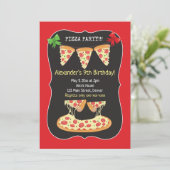 Pizza Party Birthday-uitnodiging Elke leeftijd Kaart (Staand voorkant)