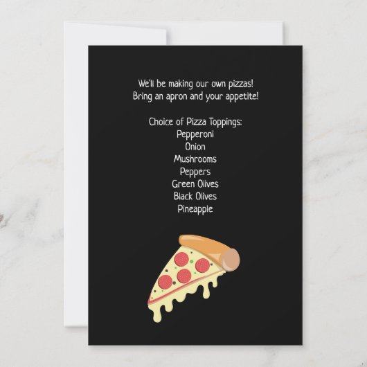 Pizza Party Birthday-uitnodiging Elke leeftijd Kaart (Achterkant)