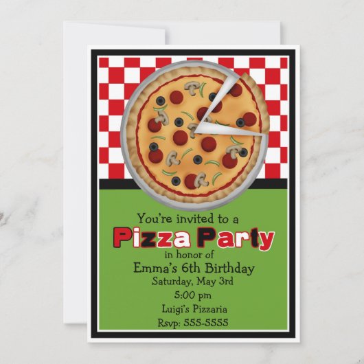 Pizza Party Birthday-uitnodigingen Kaart (Voorkant)