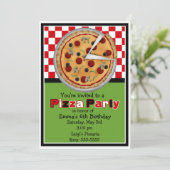 Pizza Party Birthday-uitnodigingen Kaart (Staand voorkant)