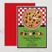 Pizza Party Birthday-uitnodigingen Kaart (Voorkant / Achterkant)