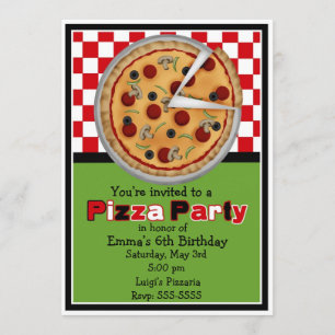 Pizza Party Birthday-uitnodigingen Kaart