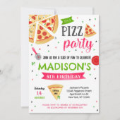 Pizza Party Birthday Uitnodigingen voor meisje (Voorkant)