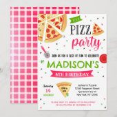 Pizza Party Birthday Uitnodigingen voor meisje (Voorkant / Achterkant)
