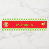 Pizza Party Birthday Waterfles Etiket (Enkel label)