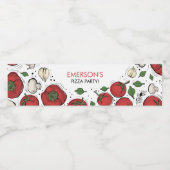 Pizza Party Birthday Waterfles Etiket (Enkel label)