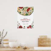 Pizza Party Birthday Welcome Poster (Keuken)
