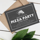 Pizza Party Black & White Chalkboard Birthday Kaart
