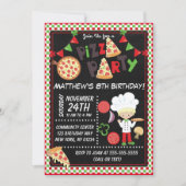 Pizza Party Blond Boy Kids Birthday Party Kaart (Voorkant)
