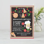 Pizza Party Blond Girl Kinderen Birthday Party Kaart (Staand voorkant)