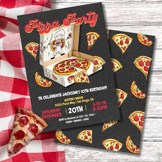 Pizza Party Box Verjaardag Kaart
