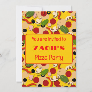 Pizza Party Cartoon Kaart