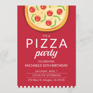 Pizza Party Celebration Invite Kaart