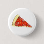 Pizza Party Cheese Pepperoni Pie Slice Pizzeria Ronde Button 3,2 Cm (Voorkant)